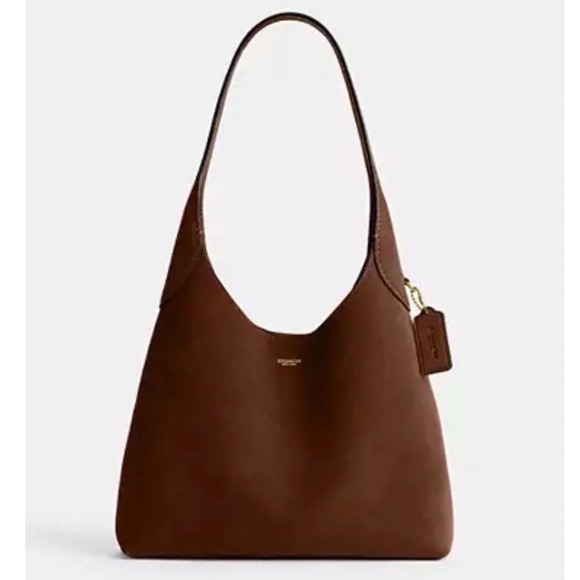 Coach Handbags - Coach Brown Suede Hobo Shoulder Bag Gold Hardware IMB0032